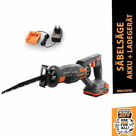 FUXTEC 20V Akku Säbelsäge FX-E1SS20 SET mit 1 x Akku 2Ah, 1 x Ladegerät 1A FUXTEC 20V Akku Säbelsäge FX-E1SS20 SET Mit 1 X Akku 2Ah, 1 X Ladegerät 1A -FUXTEC SHOP 23800217 1